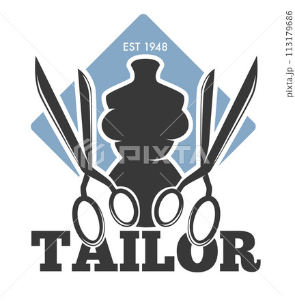 Vintage Scissors Tailor Logo vector 113179686