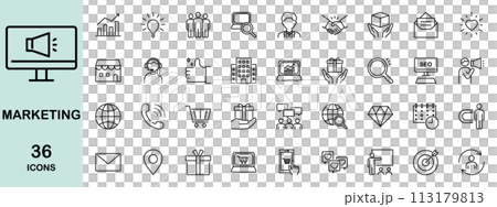 Marketing line icon set 113179813