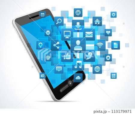Smartphone Connectivity and Social Media Icons 113179971