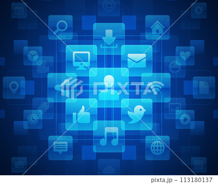 Digital Connectivity Concept With Blue Abstract Background Digital Connectivity Concept With Blue Abstract Background 113180137