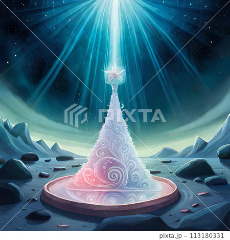 digital illustration of A bottle of magic potion in a dark fantasy forest 113180331