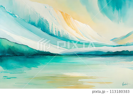 Mystic abstract watercolor background. Amazing artwork texture. 113180383