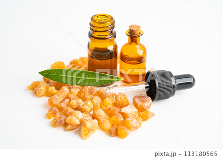 Frankincense or olibanum aromatic resin isolated on white background used in incense and perfumes. 113180565