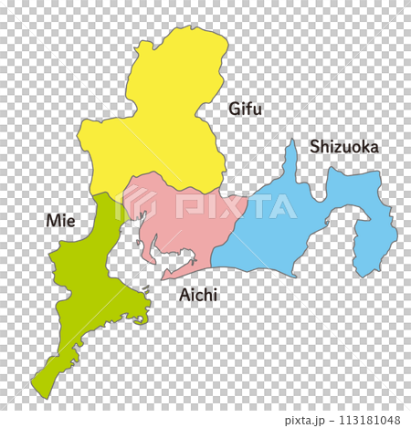 東海地區各縣的地圖、圖標和英文縣名 113181048