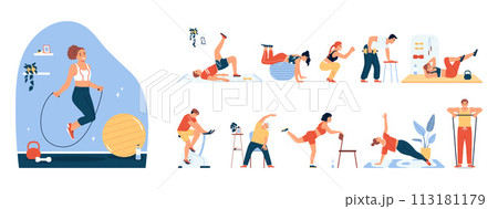 Home workout  icons set 113181179
