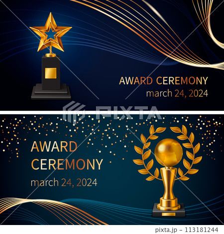 Realistic luxury golden awards horizontal banner template collection Realistic luxury golden awards horizontal banner template collection 113181244