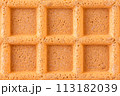Macro view of spelt waffle with a grid pattern 113182039