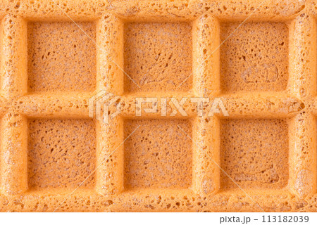Macro view of spelt waffle with a grid pattern 113182039