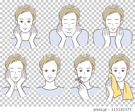 スキンケアをしている男性 スキンケアをしている男性 113182375