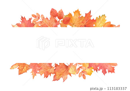 Rectangle fall frame. Autumn maple leaves 113183337