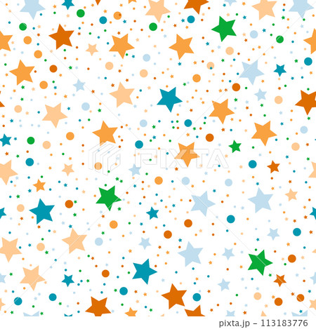 A scattering of colored stars. Seamless color pattern. Background for design and creativity, textures, covers, packaging, interior, prints and creative ideas 113183776