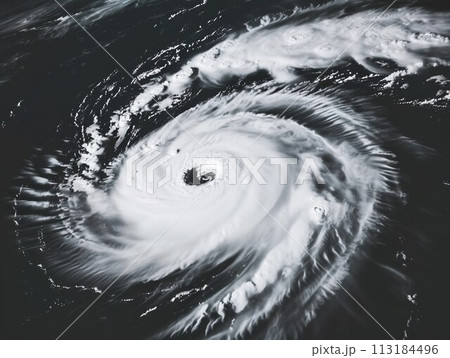 Giant hurricane influenced by Climate change. Hurricane season. Generative AI 113184496