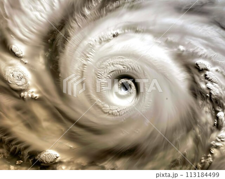 Giant hurricane influenced by Climate change. Hurricane season. Generative AI 113184499