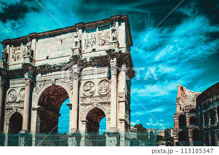 Arch of Constantine. Ancient, beautiful, incredible Rome, where every place is filled with history. 113185347