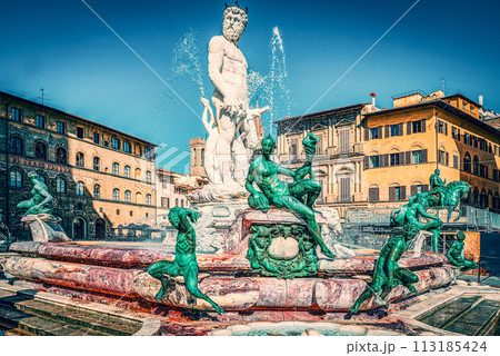 Neptune Fountain. Italian Florence . Neptune Fountain. Italian Florence . 113185424