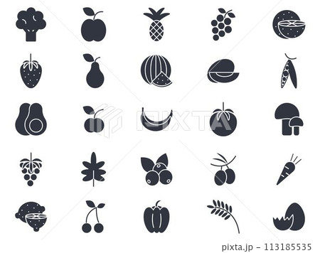 Vegan products ink icons set Vegan products ink icons set 113185535