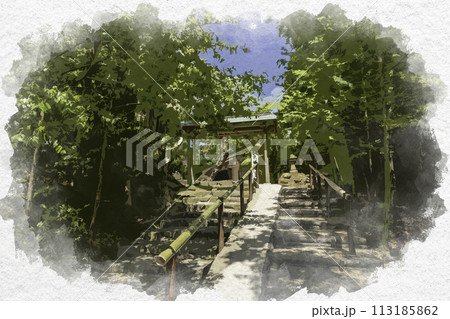 水彩画風　八重垣神社　境内　島根県松江市 113185862