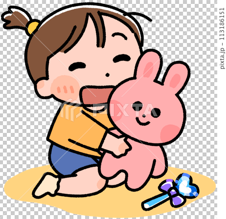 おもちゃで遊ぶ女の子 113186151