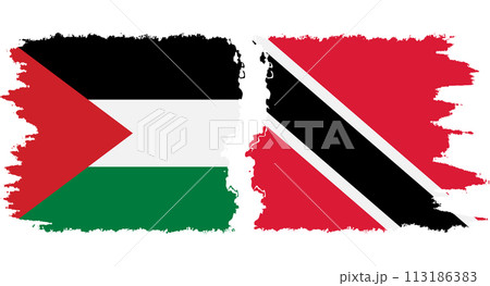 Trinidad and Tobago and Palestine grunge flags connection vector Trinidad and Tobago and Palestine grunge flags connection vector 113186383