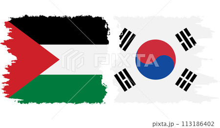 South Korea and Palestine grunge flags connection vector 113186402