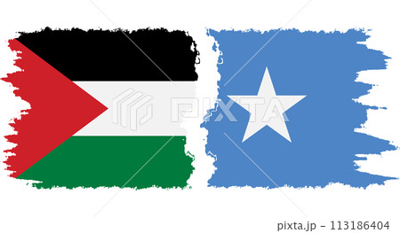 Somalia and Palestine grunge flags connection vector 113186404