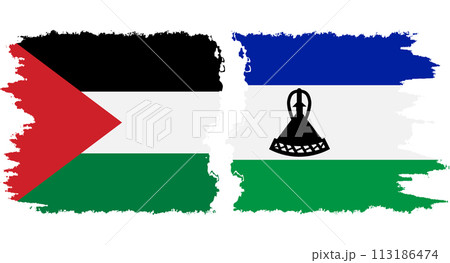Lesotho and Palestine grunge flags connection vector Lesotho and Palestine grunge flags connection vector 113186474