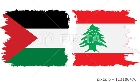 Lebanon and Palestine grunge flags connection vector Lebanon and Palestine grunge flags connection vector 113186476