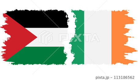 Ireland and Palestine grunge flags connection vector 113186562