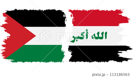 Iraq and Palestine grunge flags connection vector 113186563