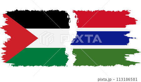Gambia and Palestine grunge flags connection vector 113186581