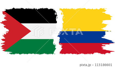 Colombia and Palestine grunge flags connection vector 113186601