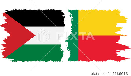 Benin and Palestine grunge flags connection vector 113186618