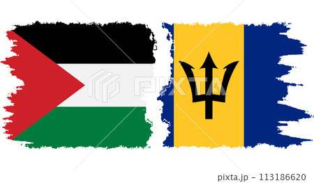 Barbados and Palestine grunge flags connection vector 113186620