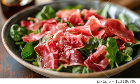 Spinach salad with jamon Spinach salad with jamon 113186706