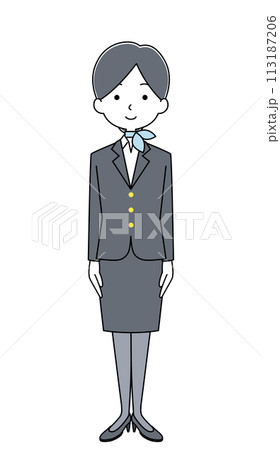 きをつけ キャビンアテンダントのイラスト きをつけ キャビンアテンダントのイラスト 113187206