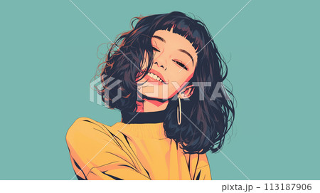 綺麗な女性のポップなイラスト 113187906