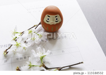 大学受験 学校推薦型 合格通知書、ダルマと桜の花 イメージ 大学受験 学校推薦型 合格通知書、ダルマと桜の花 イメージ 113188532