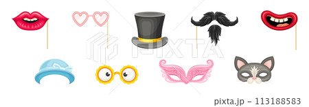 Carnival Face and Head Accessory for Festive Party Celebration Vector Set 113188583