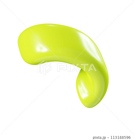 Birthday party popper green confetti streamer element. 3d render illustration. Surprise or winner congratulation serpentine ribbons. Fly and float party decor after explosion of firecracker. 113188596