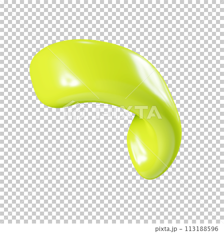 Birthday party popper green confetti streamer element. 3d render illustration. Surprise or winner congratulation serpentine ribbons. Fly and float party decor after explosion of firecracker. 113188596