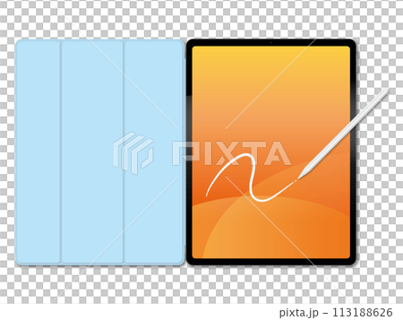 タブレット&タッチペン のイラスト タブレット&タッチペン のイラスト 113188626