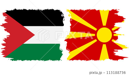 Northern Macedonia and Palestine grunge flags connection vector Northern Macedonia and Palestine grunge flags connection vector 113188736