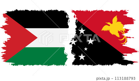 Papua New Guinea and Palestine grunge flags connection vector 113188793