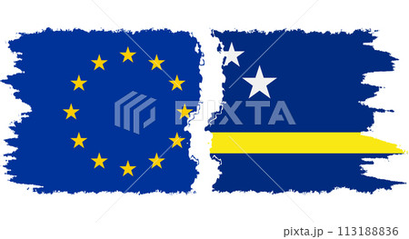 Curacao and European Union grunge flags connection vector 113188836