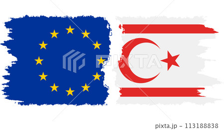 Turkish Republic of Northern Cyprus and European Union grunge flags conne 113188838