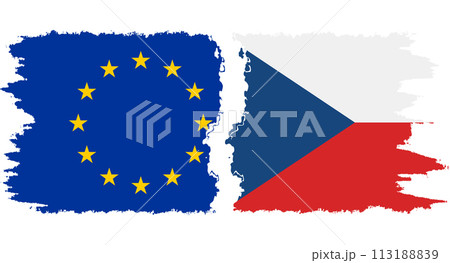 Czech and European Union grunge flags connection vector 113188839