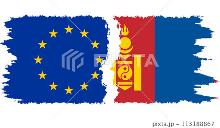 Mongolia and European Union grunge flags connection vector Mongolia and European Union grunge flags connection vector 113188867