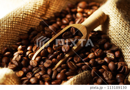 袋の中のコーヒー豆 袋の中のコーヒー豆 113189130