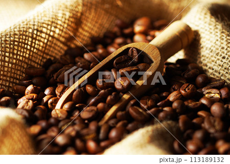 袋の中のコーヒー豆 袋の中のコーヒー豆 113189132