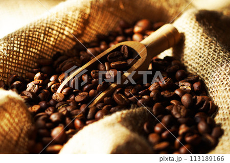 袋の中のコーヒー豆 113189166